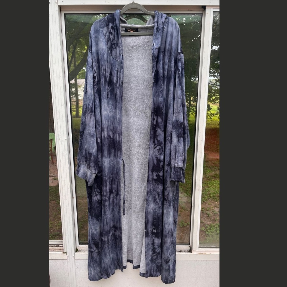 Peridot Plus Size Full Length Robe Blue Pattern Women's Size 4XL
